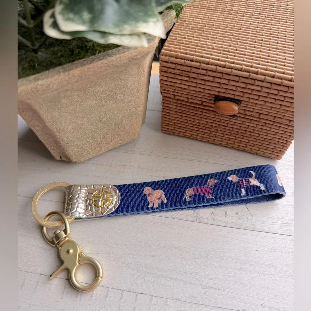 Simply Southern Navy Blue Dog Design Key FOB Keychain - Dog Lover Gift